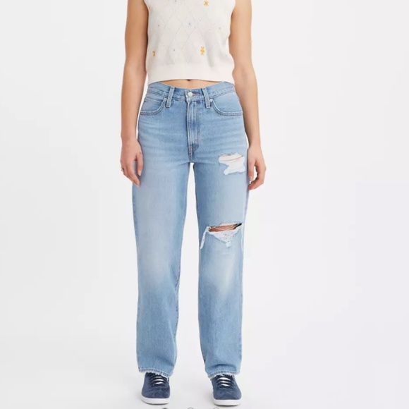 Levi's Denim - Levi's Women's '94 Baggy Jeans Straight Leg Mid Rise 90s Distressed Size 28